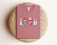 Valentine's Drink Shirt, Cute Valentines Tshirt, Drinking Lover Gift, Coffee Lover Valentines Day Shirt, Womens Clothing, Retro Gift For Her