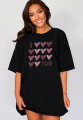 Valentine Hearts Shirt, I Love You Tshirt, Retro Valentines, Womens Clothing, Girlfriend Shirt, Valentine's Day Shirt, Cute Valentine Gift
