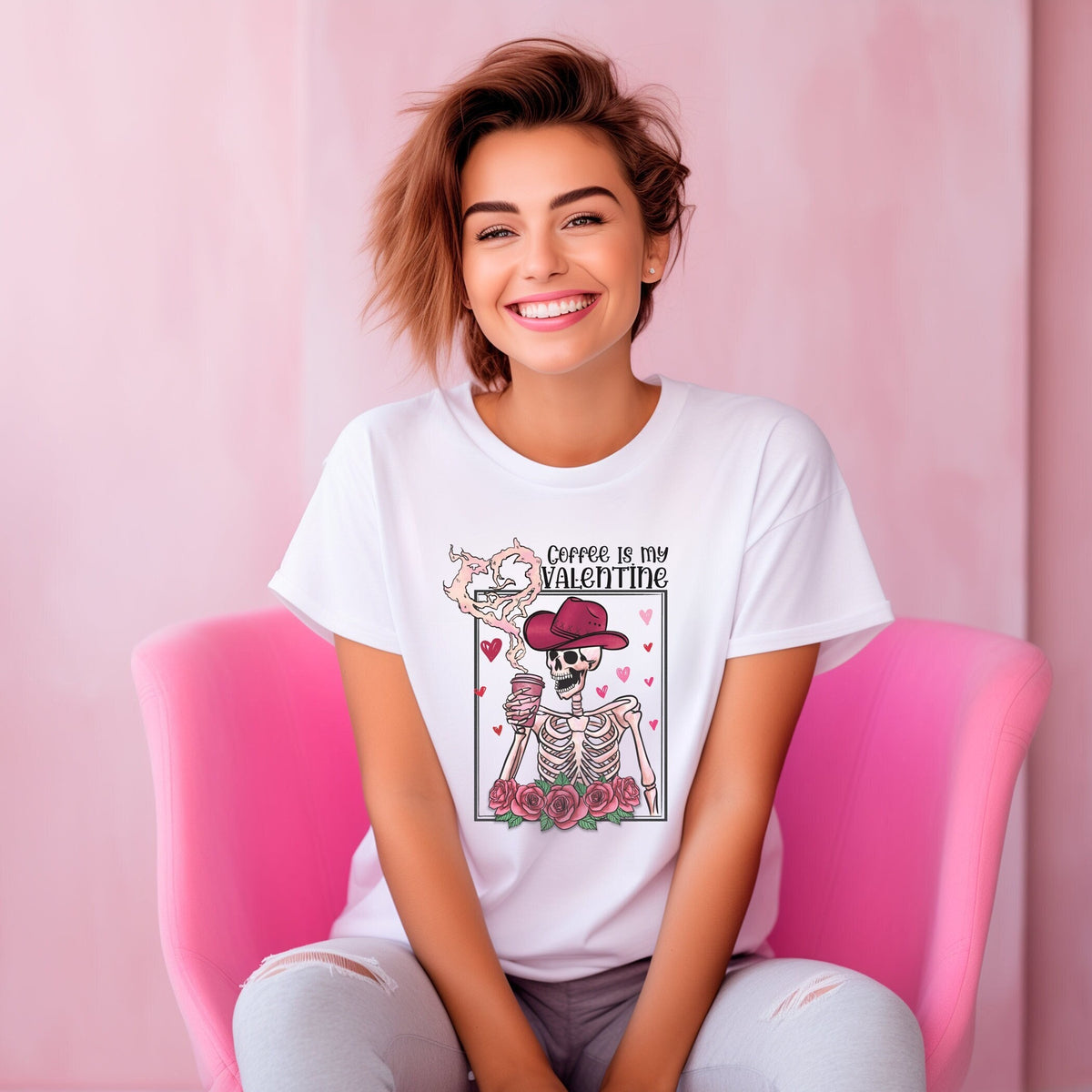 Coffee Is My Valentine Shirt, Valentine's Day Shirt, Skeleton Valentines Shirt, Womens Clothing, Retro Valentines Shirt, Coffee Lover Gift