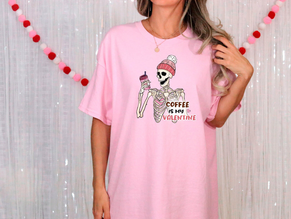 Coffee Is My Valentine Shirt, Skeleton Valentines Shirt, Valentine's Day Shirt, Womens Clothing, Retro Valentines Shirt, Coffee Lover Gift