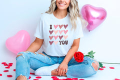 Valentine Hearts Shirt, I Love You Tshirt, Retro Valentines, Womens Clothing, Girlfriend Shirt, Valentine's Day Shirt, Cute Valentine Gift