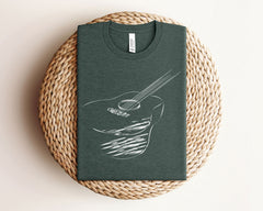 Acoustic Guitar T-Shirt - Guitarist Gift - Musician Shirt - Guitar Player Tee - Music Festival Shirt - Minimalist Guitar Shirt