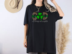 With God All Things Are Possible - Lucky Clover T-Shirt -Christian Gift - Bible Tee - Shirt for Women -  Inspirational Tee - Matthew 19:26