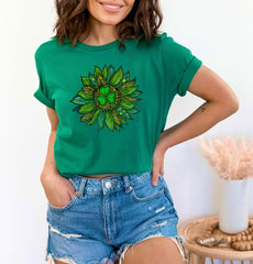 Shamrock Sunflower T-Shirt - Family Matching Tee - Leopard Print Shirt - Patrick’s Day Gift - Irish Tee - Shamrock Holiday - St Patty's Day