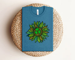 Shamrock Sunflower T-Shirt - Family Matching Tee - Leopard Print Shirt - Patrick’s Day Gift - Irish Tee - Shamrock Holiday - St Patty's Day