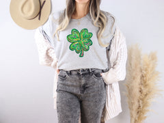 St. Patricks Shirt - Four Leaf Clover Shirt - St. Patricks Day Outfit - Cute St. Patrick Shirt for Women (NOT Real Glitter)