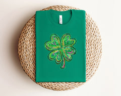 St. Patricks Shirt - Four Leaf Clover Shirt - St. Patricks Day Outfit - Cute St. Patrick Shirt for Women (NOT Real Glitter)