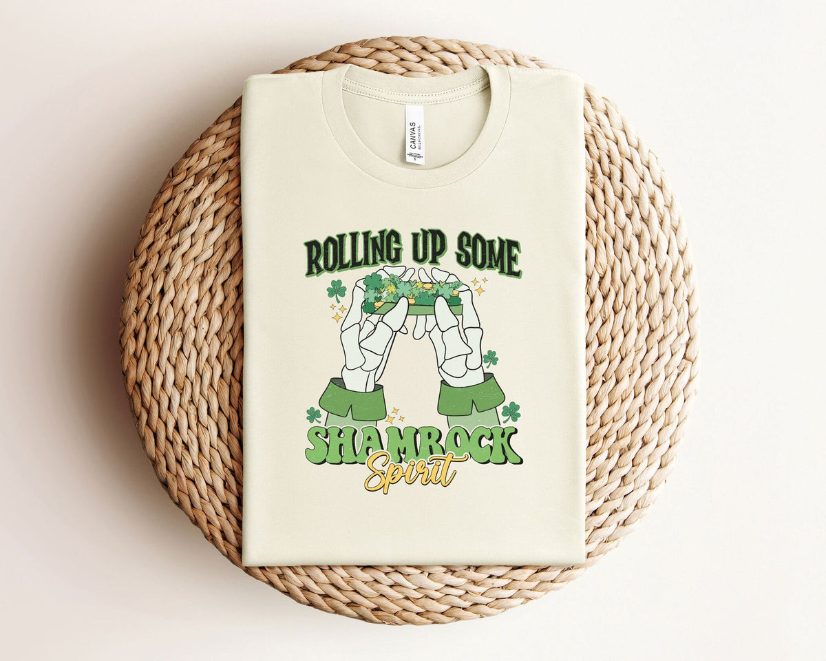 Funny St Patrick Shirt, Shamrock Spirit T-Shirt, Rolling Up Some Shamrock Spirit T-Shirt, St Patrick Party Shirt,  Gift for St Patrick