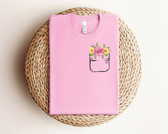 Spring Pocket Flower Shirt, Floral Lover Shirt, Wildflower T-Shirt, Cute Flower Shirt, Spring Shirts, Nature Lover Tee, Gift for Her