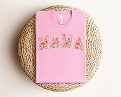 Floral Mama Shirt, Gift for Mother's Day, Flower Mama Shirt, Garden Print Mama Shirt, Summer Mama T-Shirt, Multi Floral Mama Shirt