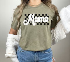 Retro Mama Shirt, Checkered Mama Shirt, Trendy Mom T-Shirts, Mother's Day Gift, Motherhood Shirt, Mom Gift, Cool Mom Shirts