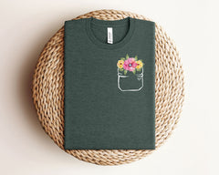 Spring Pocket Flower Shirt, Floral Lover Shirt, Wildflower T-Shirt, Cute Flower Shirt, Spring Shirts, Nature Lover Tee, Gift for Her