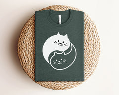 Yin Yang Cat T-Shirt  - Cat Lovers Tee - Cute Cats Shirt - Cat Lover Gift -  Cat Mom Shirt - Cute Kittens Shirt