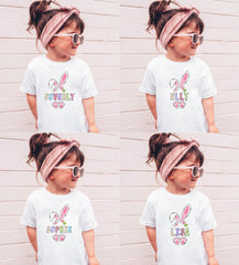Girls Easter Shirts - Kids Toddler Easter Shirt - Personalized Easter Bunny T-Shirt - Custom Easter Name Shirt - Easter Gifts