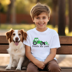 Pushing My Luck Shirt - St. Patrick's Kids Shirt - Boys Lucky Shirt - Toddler Boys Construction St. Patrick Tee - St. Patricks Gift