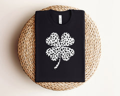 Dalmatian Clover T-Shirt - Four Leaf Clover Tee - Leopard Shamrock Gift - Irish Flower Shirt - Patrick’s Day Gift - Irish Tee