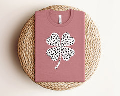 Dalmatian Clover T-Shirt - Four Leaf Clover Tee - Leopard Shamrock Gift - Irish Flower Shirt - Patrick’s Day Gift - Irish Tee