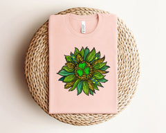 Shamrock Sunflower T-Shirt - Family Matching Tee - Leopard Print Shirt - Patrick’s Day Gift - Irish Tee - Shamrock Holiday - St Patty's Day