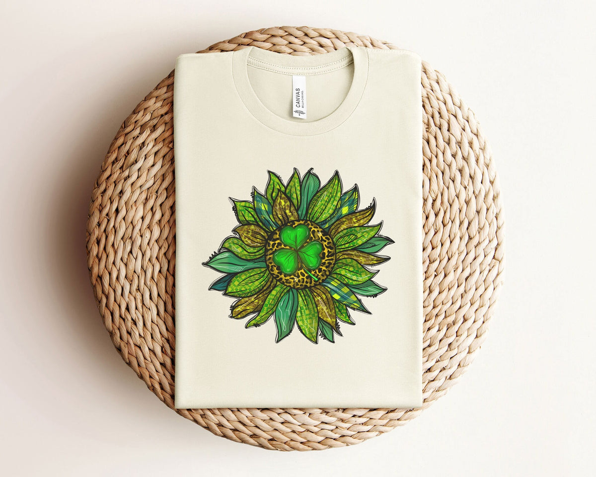 Shamrock Sunflower T-Shirt - Family Matching Tee - Leopard Print Shirt - Patrick’s Day Gift - Irish Tee - Shamrock Holiday - St Patty's Day