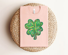 St. Patricks Shirt - Four Leaf Clover Shirt - St. Patricks Day Outfit - Cute St. Patrick Shirt for Women (NOT Real Glitter)