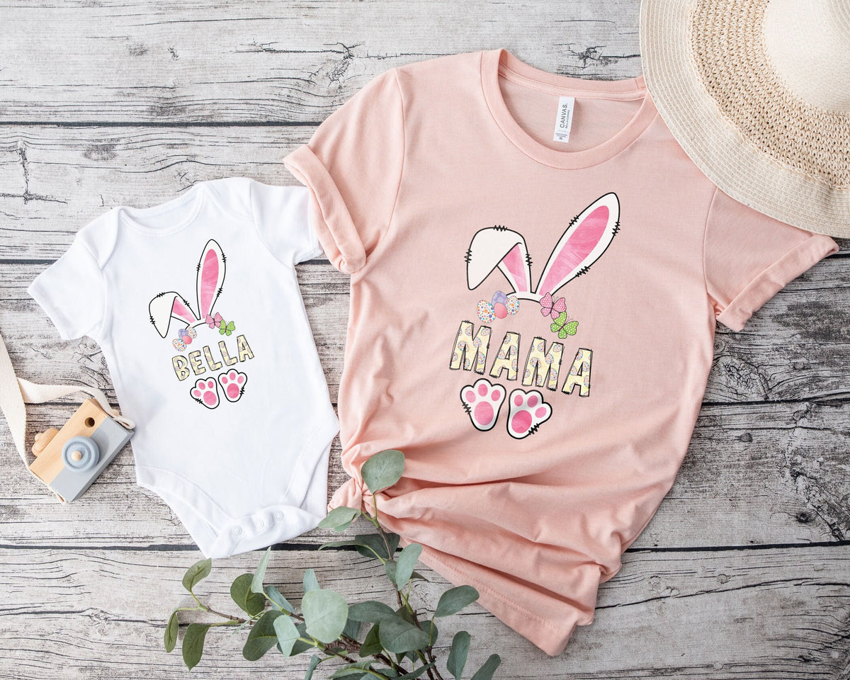 Mama Mini Easter Shirts - Custom Easter Bunny Shirts - Easter Name Shirts - Mama Bunny Shirt - Baby Bunny Easter - Easter Gift for Mom