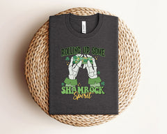 Funny St Patrick Shirt, Shamrock Spirit T-Shirt, Rolling Up Some Shamrock Spirit T-Shirt, St Patrick Party Shirt,  Gift for St Patrick