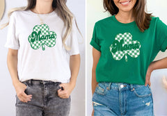 Lucky Mama T-Shirt, St Patrick Mom Shirt, Irish Mama Shirt, Gift for Irish, Retro St Patrick Tee, Checkered Clover Shirt, Mama Shamrock Tee