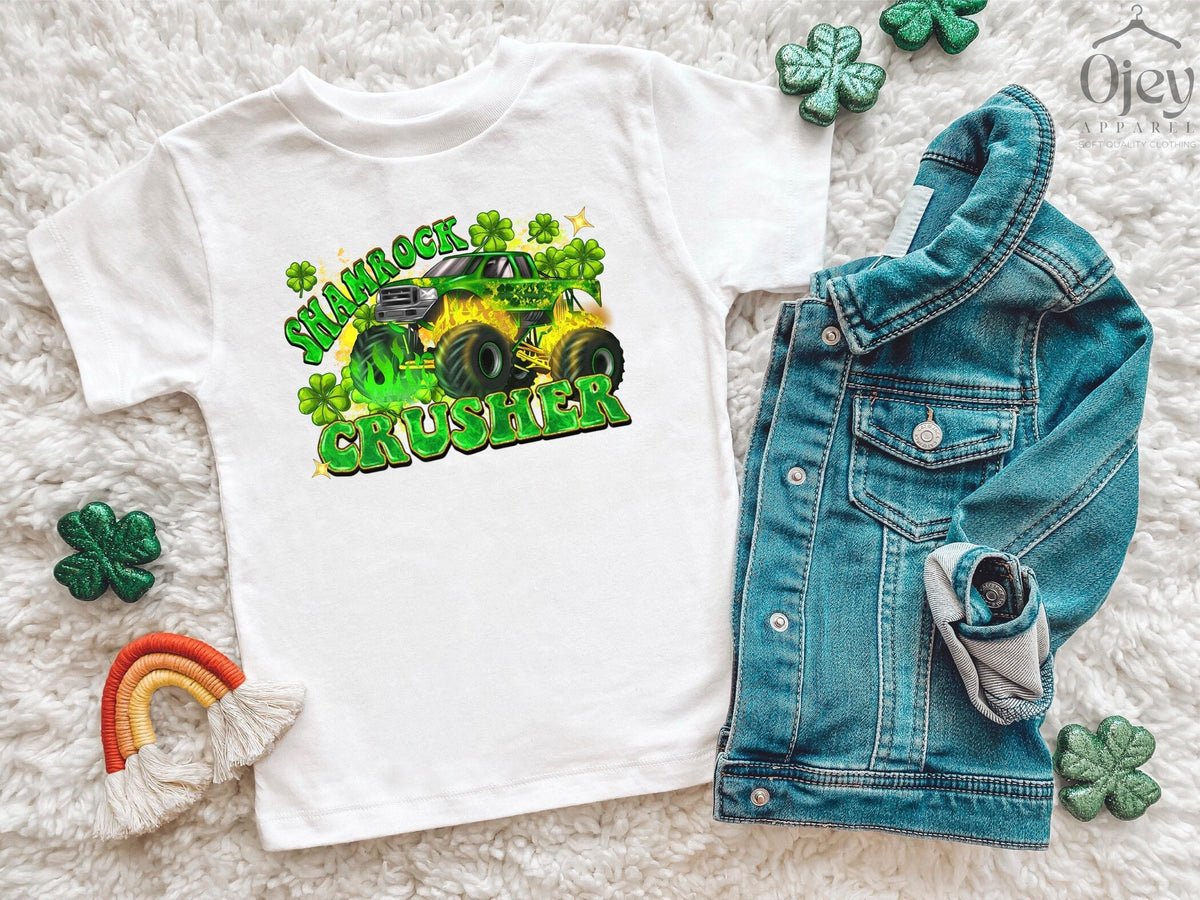 Shamrock Crusher T-Shirt, Kids St. Patrick Tee, Crushing Truck St Patrick Tee, St Patricks Gifts, Toddler St Patrick Shirt
