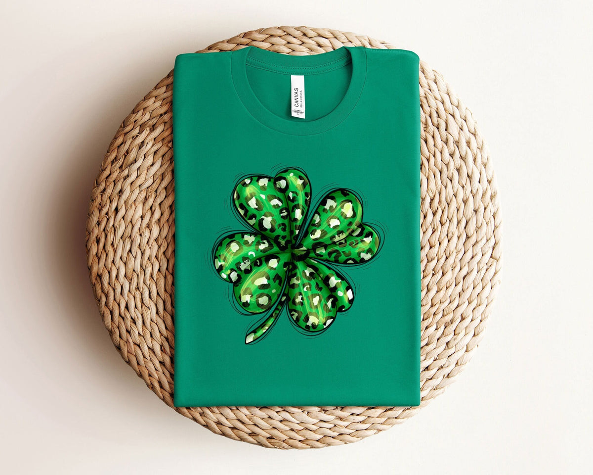 Leopard Shamrock Shirt,  St Patrick Leopard Shirt, Lucky St Pattys Shirt, Womens Shamrock Tee, Cute St Patrick Shirt, Irish Shirt Gift