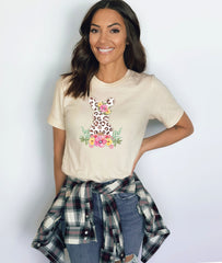 Easter Bunny T-Shirt, Floral Leopard Bunny Shirt, Easter Day Tee, Easter Gift Shirt, Girls Easter Shirts, Kids Easter T-Shirts, Unisex Tees