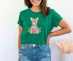 Easter Bunny T-Shirt, Floral Leopard Bunny Shirt, Easter Day Tee, Easter Gift Shirt, Girls Easter Shirts, Kids Easter T-Shirts, Unisex Tees