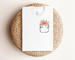 Spring Pocket Flower Shirt, Floral Lover Shirt, Wildflower T-Shirt, Cute Flower Shirt, Spring Shirts, Nature Lover Tee, Gift for Her