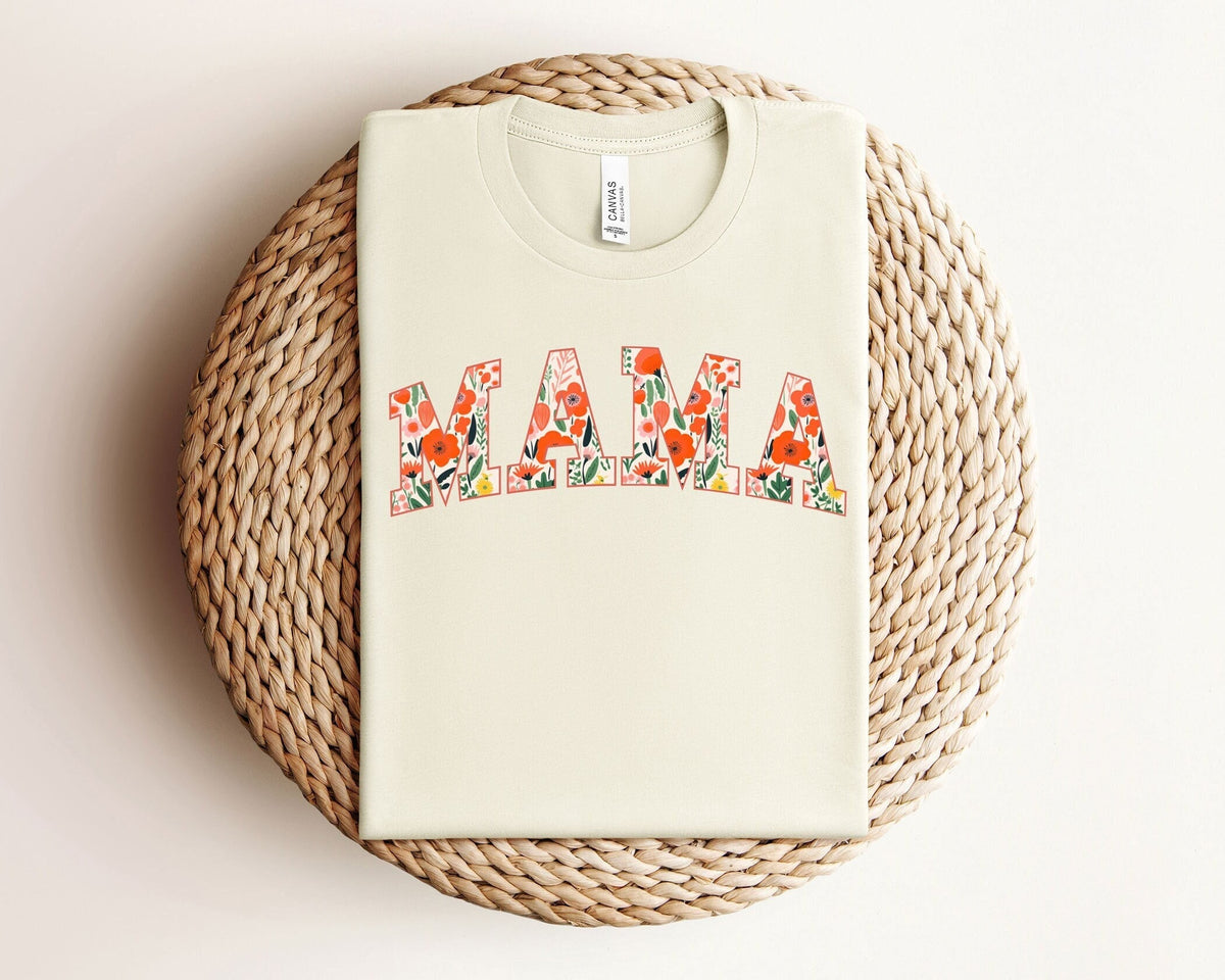 Floral Mama Shirt, Gift for Mother's Day, Flower Mama Shirt, Garden Print Mama Shirt, Summer Mama T-Shirt, Multi Floral Mama Shirt