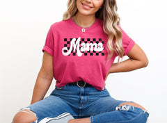 Retro Mama Shirt, Checkered Mama Shirt, Trendy Mom T-Shirts, Mother's Day Gift, Motherhood Shirt, Mom Gift, Cool Mom Shirts