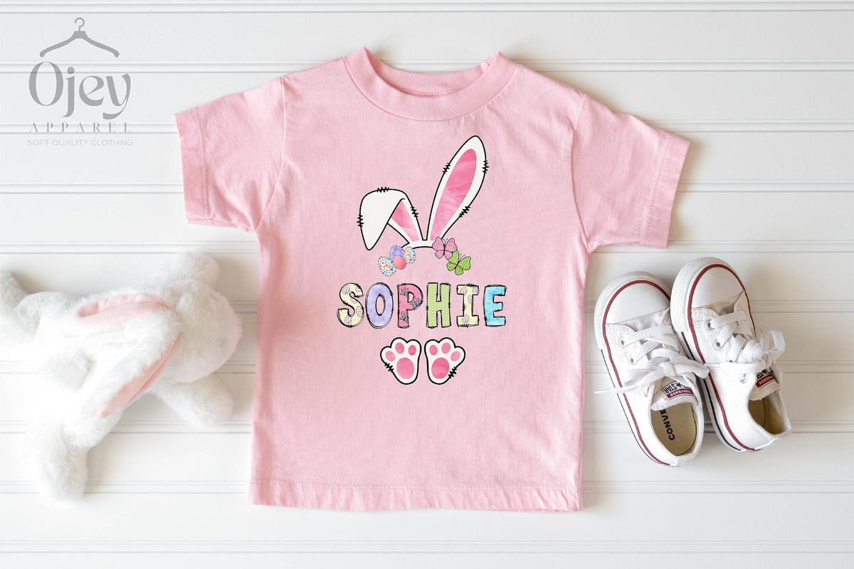 Girls Easter Shirts - Kids Toddler Easter Shirt - Personalized Easter Bunny T-Shirt - Custom Easter Name Shirt - Easter Gifts