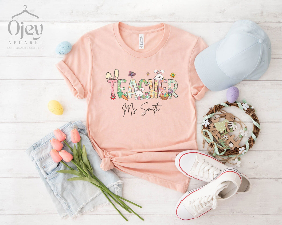 Teacher Easter Shirts - Custom Teacher Easter Shirt - Easter Day Shirt for Teachers - Easter Teacher Gift - Personalized Easter Teacher Tee