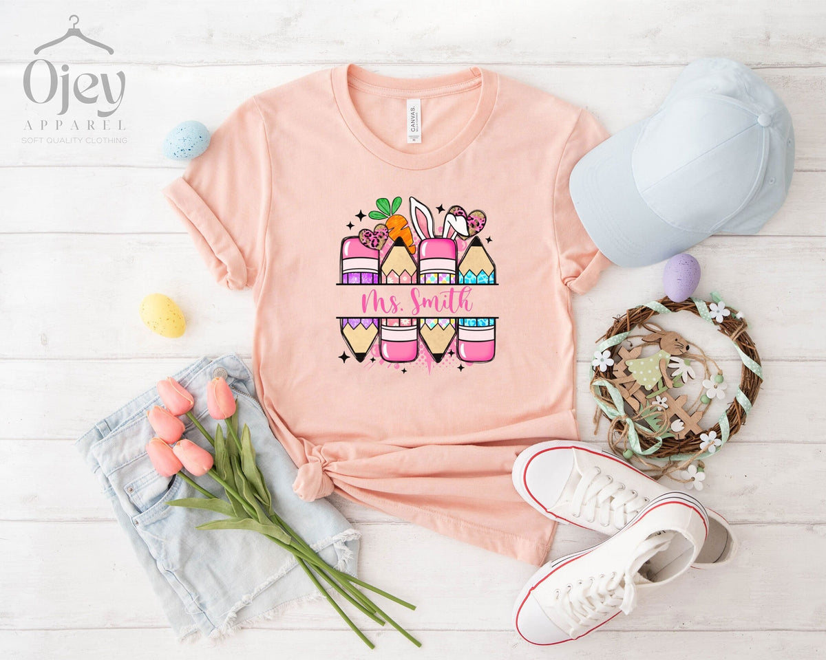 Easter Teacher Shirt - Custom Teacher Shirt - Easter Shirt - Teacher Name Easter Shirt - Easter Teacher Gift - Bunny Teacher Shirt