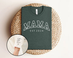 Personalized  Mama Shirt - Mom Shirt with Kids Names on Sleeve - Custom Mom T-Shirt - Mother's Day Gift - New Mom Gift