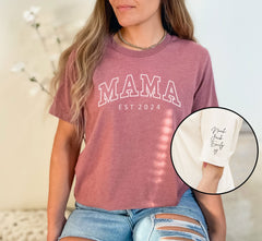 Personalized  Mama Shirt - Mom Shirt with Kids Names on Sleeve - Custom Mom T-Shirt - Mother's Day Gift - New Mom Gift