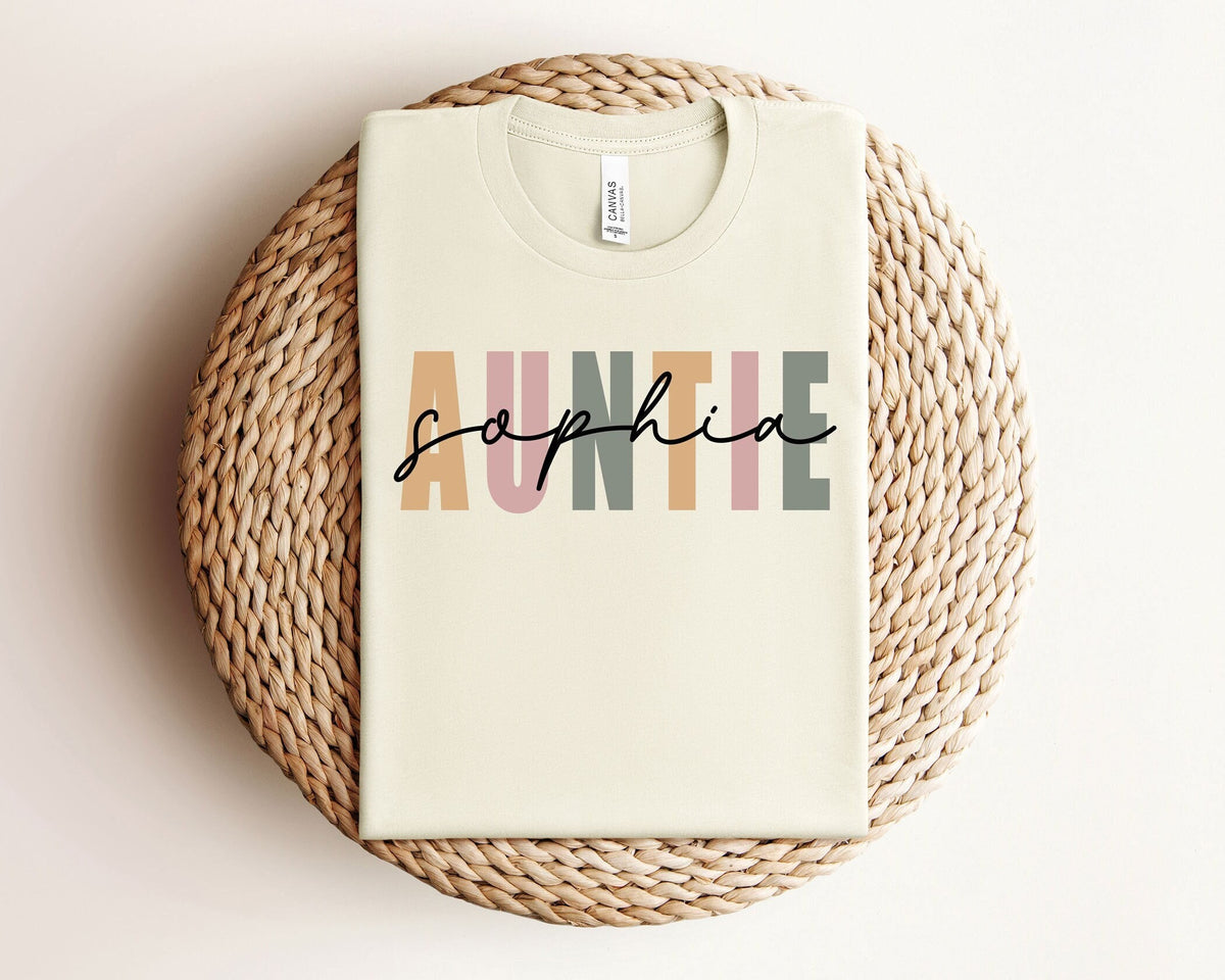 Personalized Auntie T-Shirt - Gift for Auntie - Custom Gift for Aunt - Pregnancy Announcement Aunt Revel Shirt - Custom Auntie Shirts