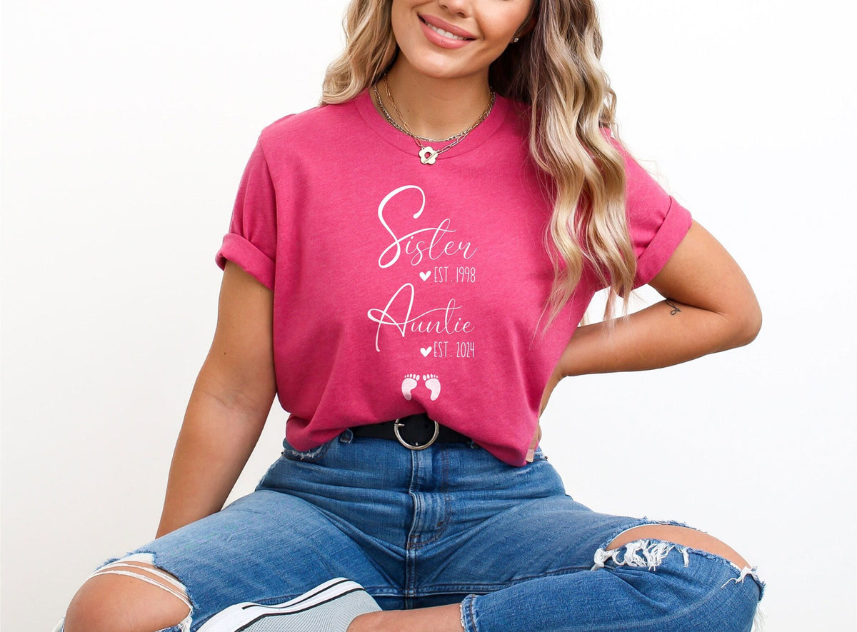 Auntie Shirt - Promoted to Aunt Shirt - Aunt Reveal T-Shirt - Sister to Auntie Shirt - New Aunt Shirt - Gift for New Aunt