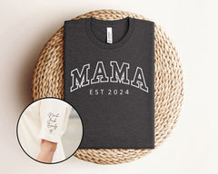Personalized  Mama Shirt - Mom Shirt with Kids Names on Sleeve - Custom Mom T-Shirt - Mother's Day Gift - New Mom Gift