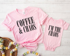 Caffeine and Chaos Shirt - Im the Chaos Shirt - Mother's Day Shirts - Matching Mom and Me - Mom Life Shirts -  Mama Needs Coffee Shirt