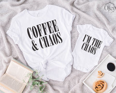 Caffeine and Chaos Shirt - Im the Chaos Shirt - Mother's Day Shirts - Matching Mom and Me - Mom Life Shirts -  Mama Needs Coffee Shirt