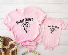Matching Mom and Me Shirts - Storm Chaser - Tiny Tornado Shirt - Mom and Mini Shirts - Mother's Day Gift - Funny Mom Life Shirts