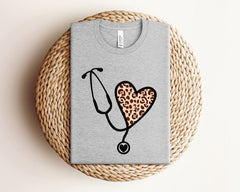 Leopard Nurse Stethoscope Shirt - Leopard Nurse Shirt - Nurse Appreciation Gift - Nursing Graduation Gift - Nurse Life Gift - RN Shirt