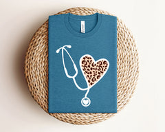Leopard Nurse Stethoscope Shirt - Leopard Nurse Shirt - Nurse Appreciation Gift - Nursing Graduation Gift - Nurse Life Gift - RN Shirt