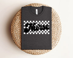 Checkered Nurse T-Shirt -Retro Nurse Shirt - Registered Nurse Tee - Graduation Gift - RN Gift - Future Nurse Gift - Nursing Student Shirt