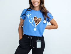Leopard Nurse Stethoscope Shirt - Leopard Nurse Shirt - Nurse Appreciation Gift - Nursing Graduation Gift - Nurse Life Gift - RN Shirt