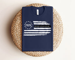Papa Shirt with Kids Names - Custom Father's Day Shirt - Father's Day Gift - American Flag Dad Shirt - Personalized Dad T-Shirts - Dad Gift